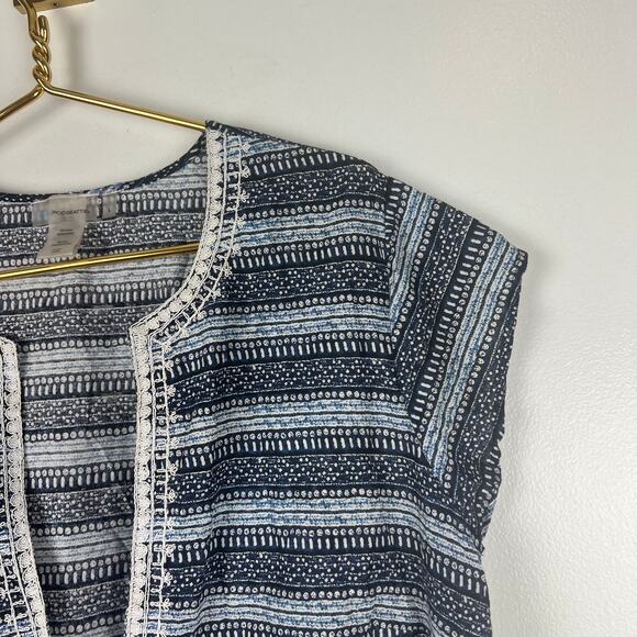 Bleu Rod Beattie Take a Dip Cover-Up Dress Blue Stripe Embroidered Trim Sz L - Picture 5 of 8